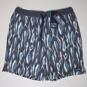 NWT Salt Life Performance Aqua Trunks Swim Bathing Suit Gray Fish Men Size S